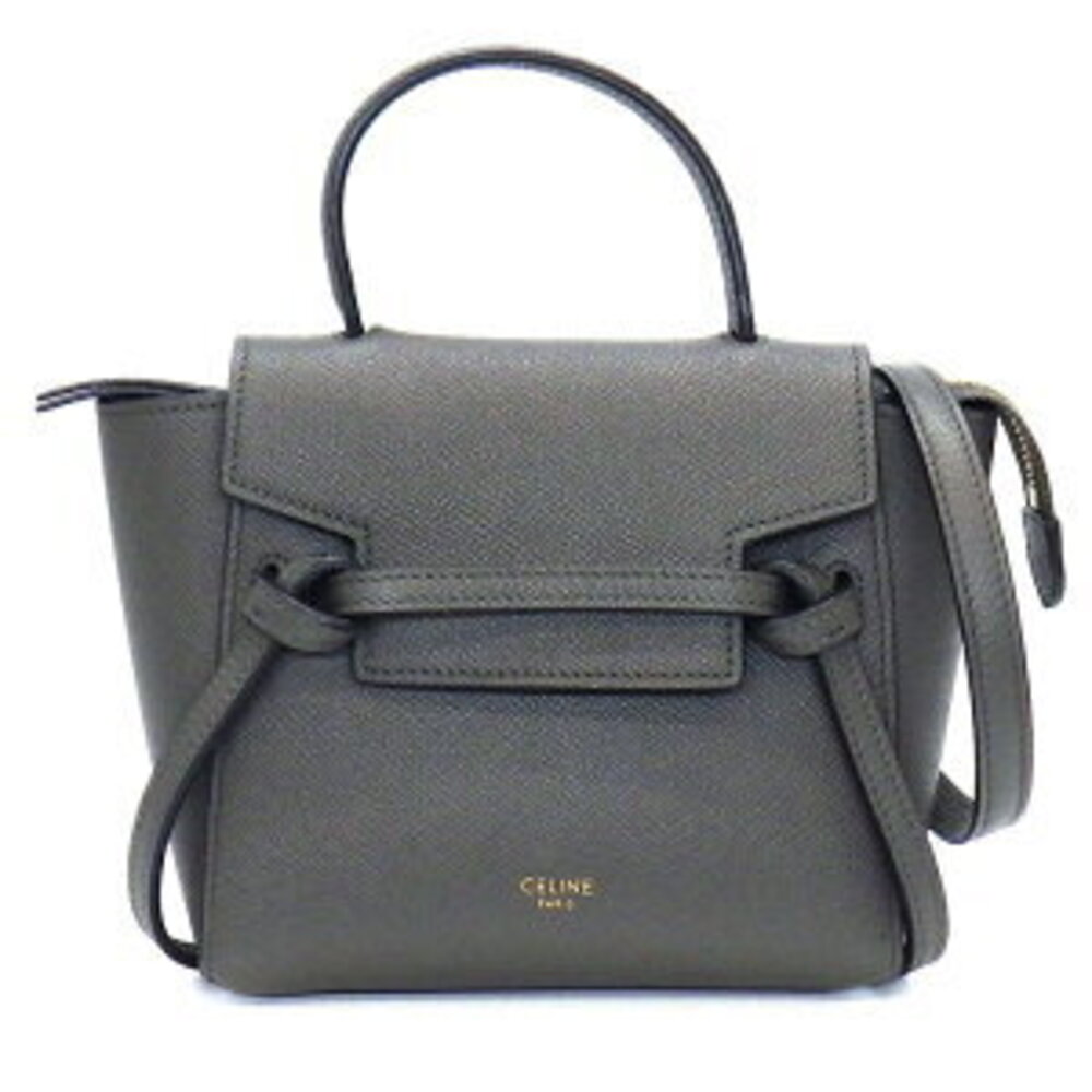 Celine Pico Shoulder Bag Belt Gray Calfskin